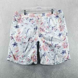 Vilebrequin Swim Trunks Mens XL White 7" Board Short Unlined Aztec Drawstring